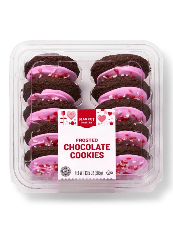 Valentine’s Day Pink Frosted Chocolate Cookies